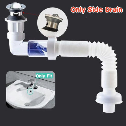 Flip Top Kitchen Sink Drain Pipe Flexible Stretchable Deodorant Strainer Pipeline Bathroom Washbasin Anti Blockage Accessories