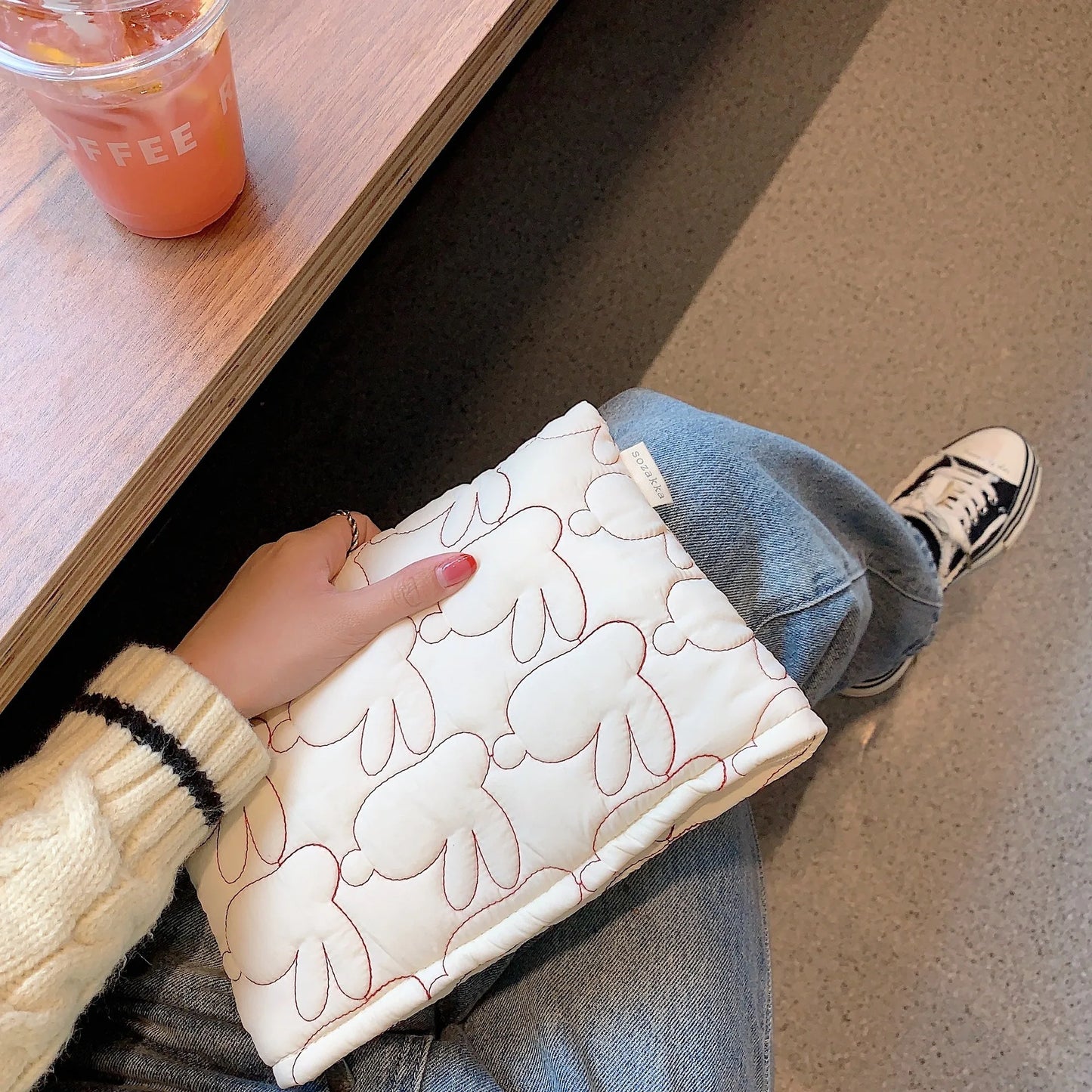 2025 Cute Rabbit Travel Cosmetic Lipstick Purse Storage Bag Kawaii Women Makeup Handbags Organizer Wallet Pouch Pencil Case Bags