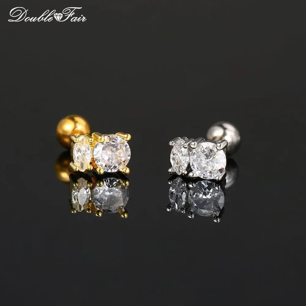 1pc Cartilage Tragus Helix Daith Crystal Ear Piercing Stud Earrings for Women Mini Screw Stainless Steel Stacking Ear Jewelry.