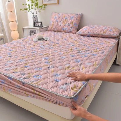 Thicken Mattress Cover for Home funda de colchón 100% Cotton Fitted Bedsheet King Size Floral Bed Covers 150x200(no pillowcase)
