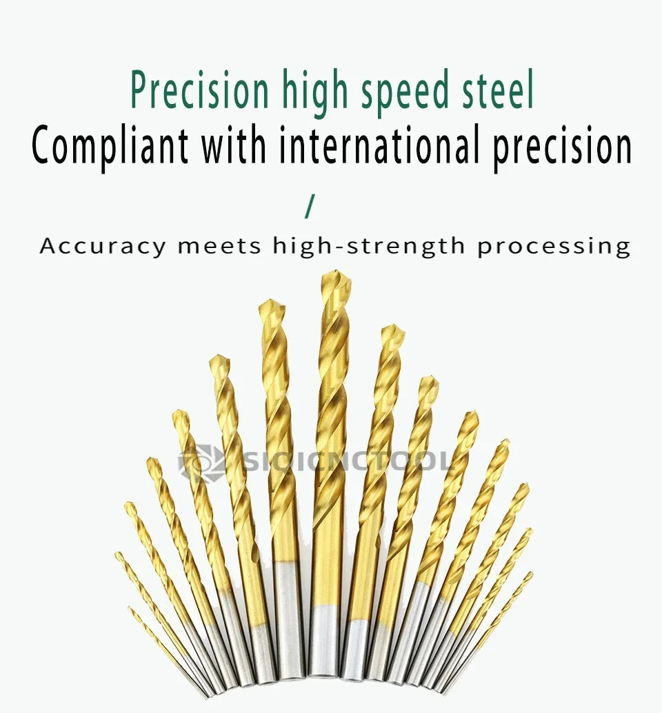 LOCO 50 Stück Titanbeschichtete Bohrer HSS Schnellarbeitsstahl-Set Werkzeug Hochwertige Elektrowerkzeuge 1/1,5/2/2,5/3 mm