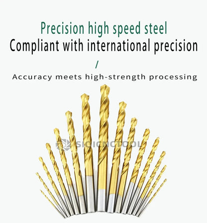 LOCO 50 Stück Titanbeschichtete Bohrer HSS Schnellarbeitsstahl-Set Werkzeug Hochwertige Elektrowerkzeuge 1/1,5/2/2,5/3 mm