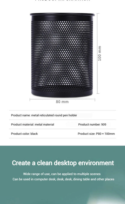 Deli Bleistifthalter für Büro, Schreibtisch, Metallgeflecht, quadratisch, rund, für Stifte, Topf, Tasse, Behälter, Organizer, langlebiges Federmäppchen.