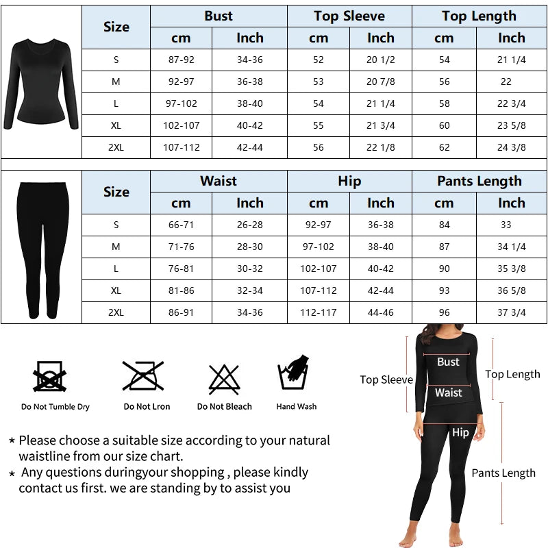 Thermal Underwear Women Autumn Winter Under Layer Clothes New Warm Pajamas Sets for Female 2 Pieces Long John Top Legging.