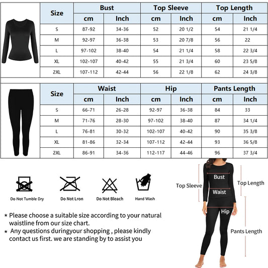 Thermal Underwear Women Autumn Winter Under Layer Clothes New Warm Pajamas Sets for Female 2 Pieces Long John Top Legging.