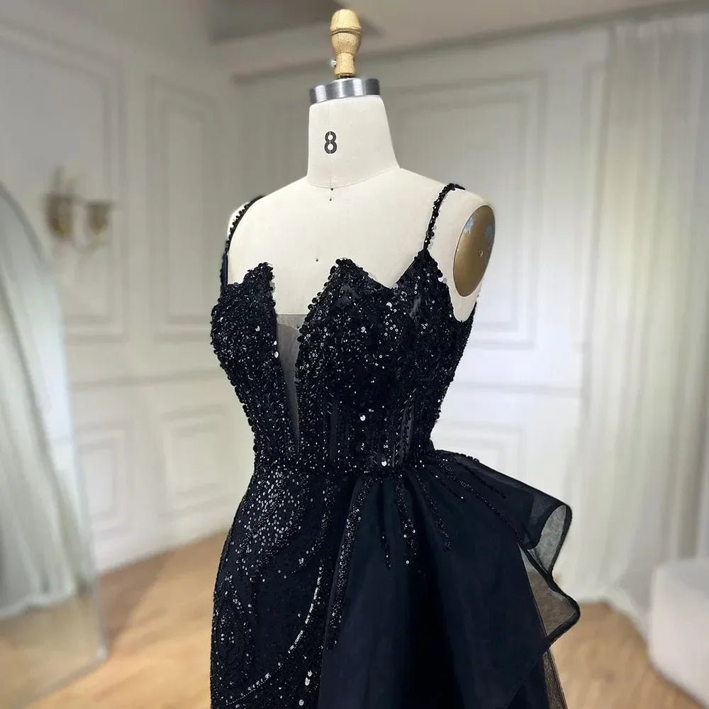 SERENE HILL Maßgeschneiderte 2025, türkisfarbene Spaghettiträger, luxuriöse Perlen-Abendkleider, Meerjungfrau, Schlitz, Überrock, Party, GLA 72378