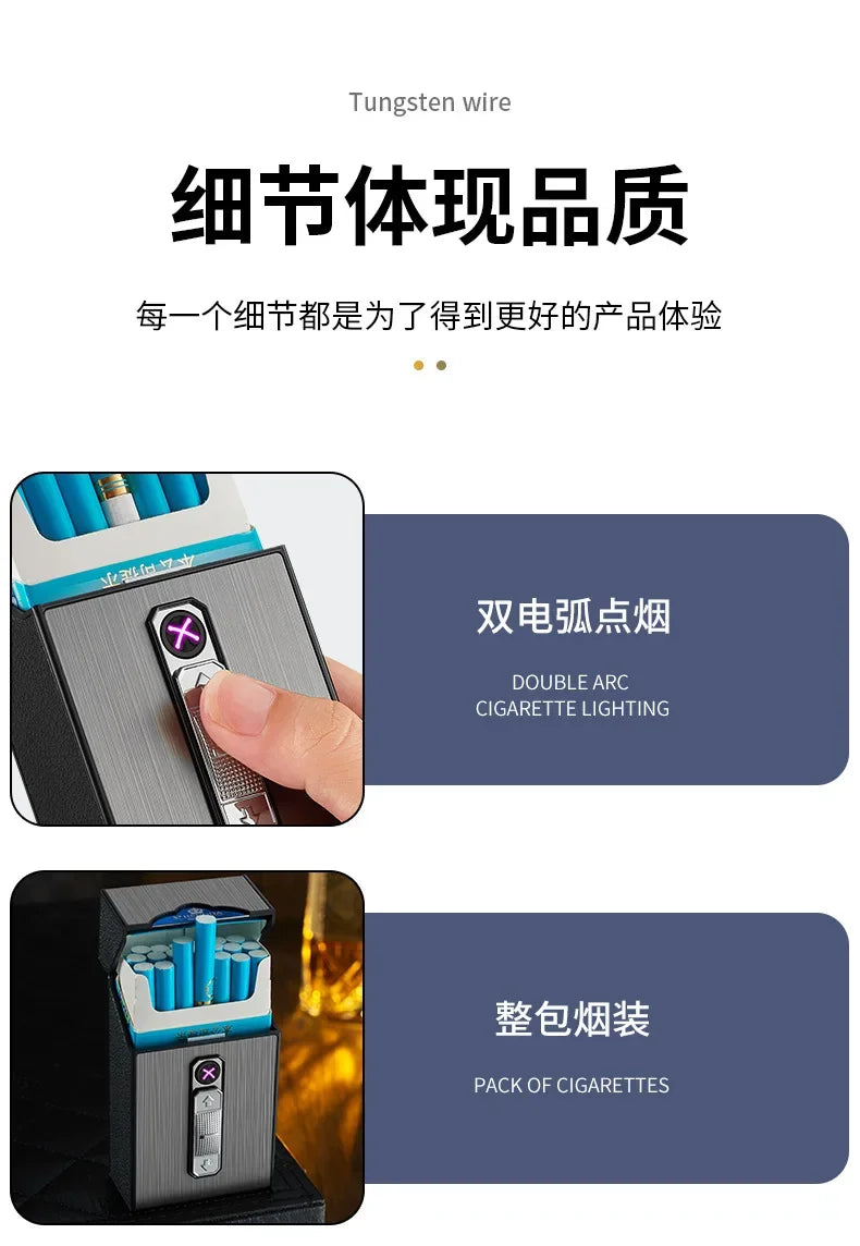 20 Whole Pack Cigarettes Dual Arc USB Charging Lighter Outdoor Moisture-proof And Waterproof 2 in 1 Electronic Lighters Smoking.