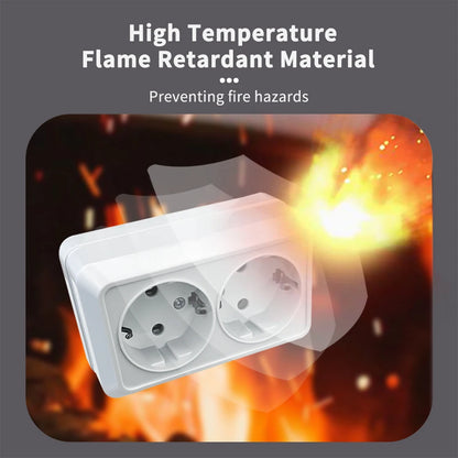 WESA Weiße Wandoberfläche, 2-Steckdosen, EU-Außensteckdosen mit Erdungssteckdose, flammhemmende Farbe aus Kunststoff.