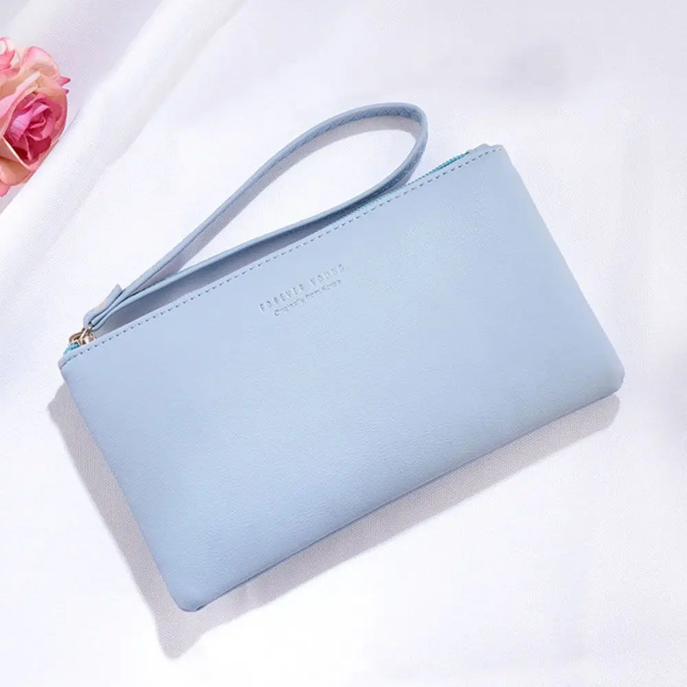 Women PU Leather Zip Coin Bag Wallet Long Purse Pouches.