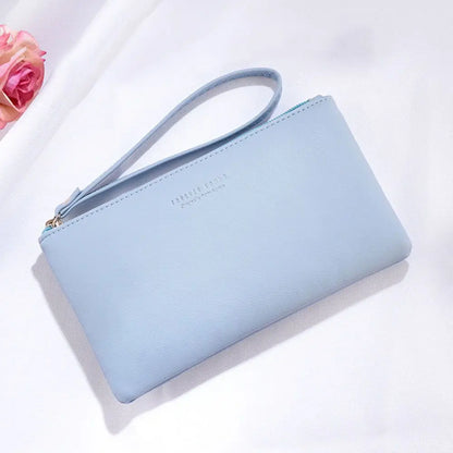 Women PU Leather Zip Coin Bag Wallet Long Purse Pouches.