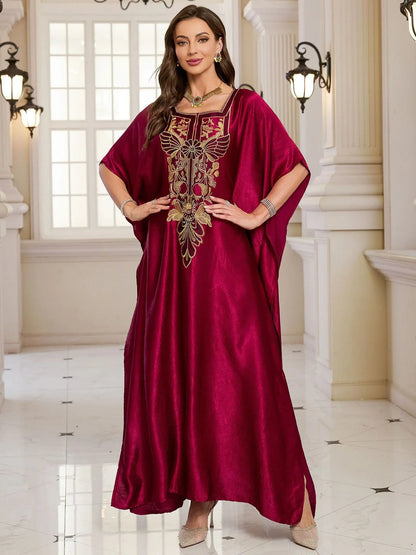 Frauen bestickte lange Kaftane Plus Size Kaftan Kleider Strand Badeanzug Cover Up Moomoo Kleid marokkanische Robe.