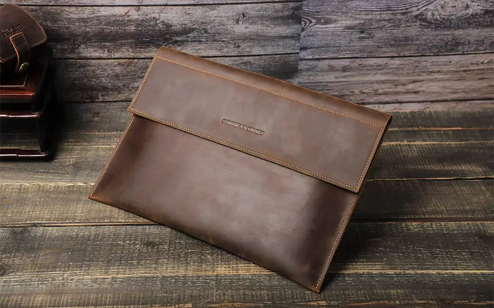 Genuine Leather Laptop Case For Macbook Air 13 M1 M2 M3 M4 Macbook Pro 14 15 16 Sleeve Cover Men Notebook Computer Carrying Bag.