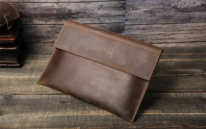 Genuine Leather Laptop Case For Macbook Air 13 M1 M2 M3 M4 Macbook Pro 14 15 16 Sleeve Cover Men Notebook Computer Carrying Bag.