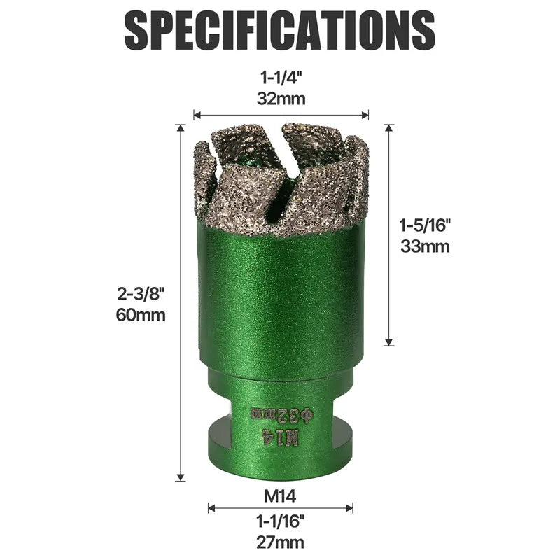 6–130 mm M14-Gewinde, trocken, vakuumgelöteter Marmor, Mauerwerk, Lochsäge, Öffner, Diamantbohrkrone für Keramikfliesen, Granit, Marmor