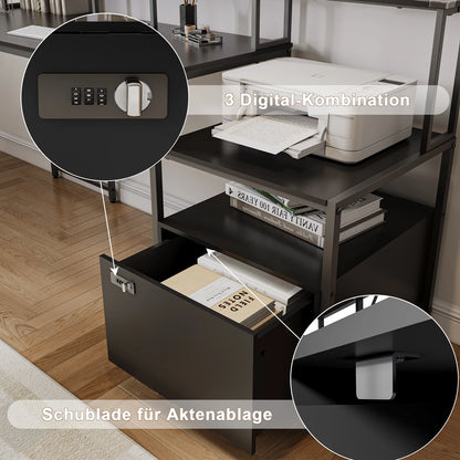 Devoko Eckschreibtisch 168×120cm, L-Schreibtisch mit Stauraum, Eckschreibtisch Schublade mit Steckdose und USB-Ladeport