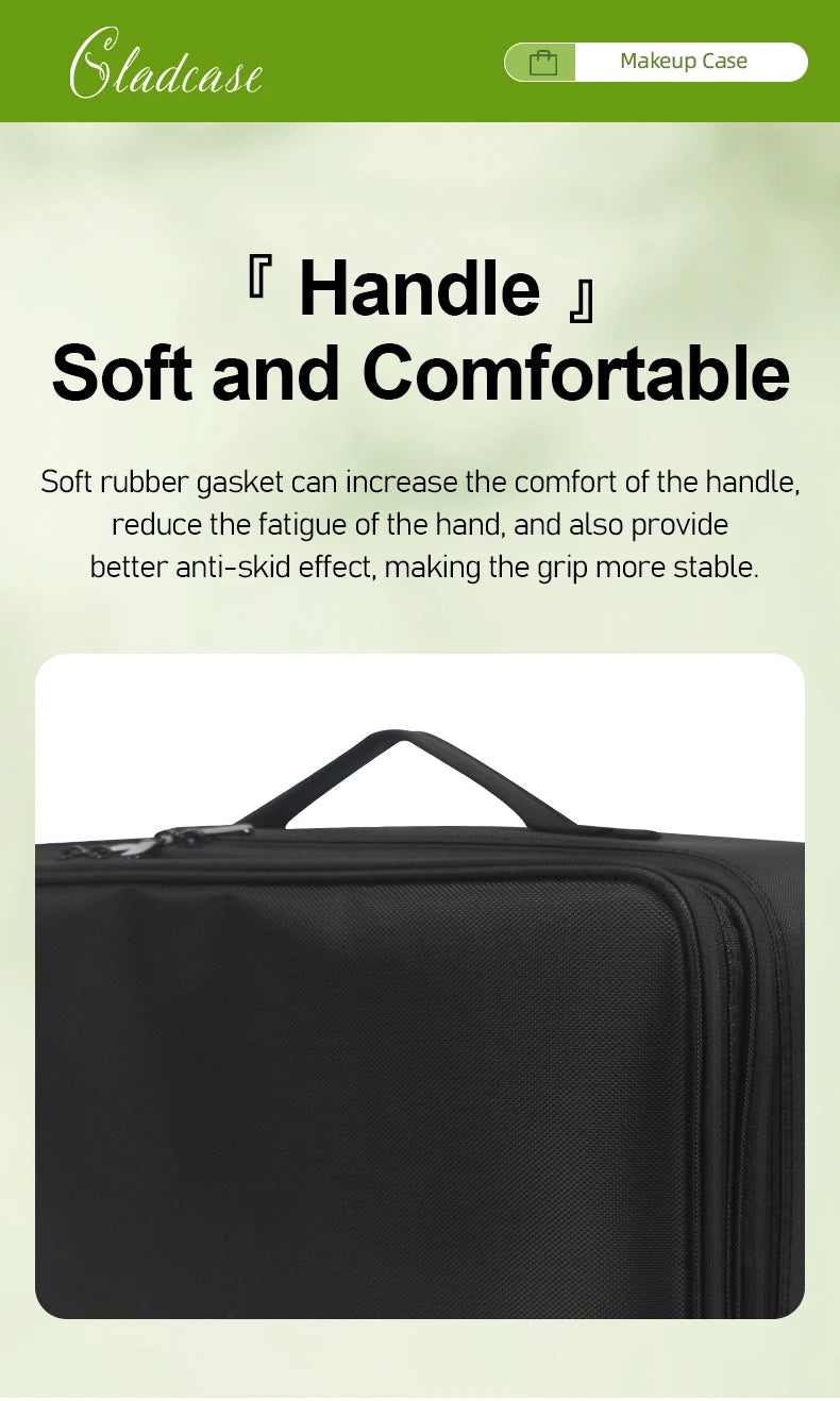 GLADCASE Makeup Case Large Waterproof Makeup Toolbox Professional With Brush Holder Beauty Cosmetic Suitcase Make Up Organizer.