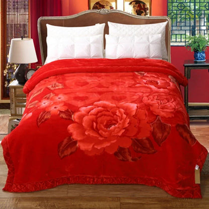 Blanket Double Thickened Raschel Winter Wedding Quilt Blanket Warm Coral Fleece Cashmere Blanket Double.