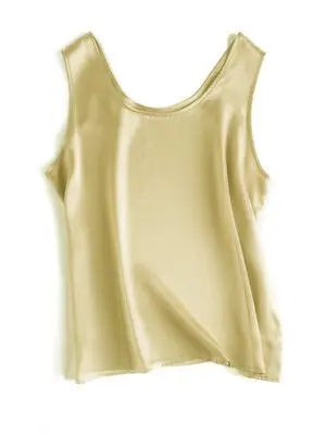 SuyaDream. Damen Basic Cozy Tanks, 100 % echte Seide, O-Ausschnitt, ärmelloses, schickes T-Shirt, 2025, solide Sommerwesten, Weiß, Rosa, Beige