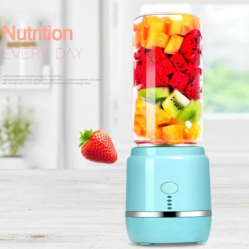 Portable Electric Fruit Juicer Wireless USB Rechargeable 6 Blades Mini Mixer Multifunction Summer Smoothie Blender Machine.