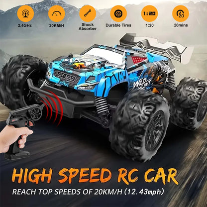 RC Off-road Car Toy 2.4G High Speed Remote Control 1:14  Bigfoot Climbing Model Car Shock Absorber With led light.