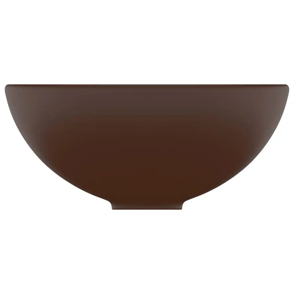 Luxuriöses rundes Waschbecken, dunkelbraun, matt, 32,5 x 14 cm, Keramikwaschbecken, Badezimmer und Küchen, Dekoartikel, Badezimmerzubehör