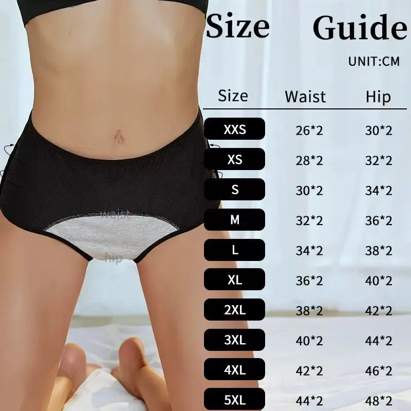 5 Piece Set Menstrual Panties Women Leak Proof Period Underwear Europe Size XXS-5XL Physiological Waterproof Pants.