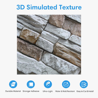 10/20Pcs 3D Faux Stone Wall Panels, Self-adhesive Panels, Kitchen Backsplash, Farmhouse Wall Decor, 30cm x 30cm