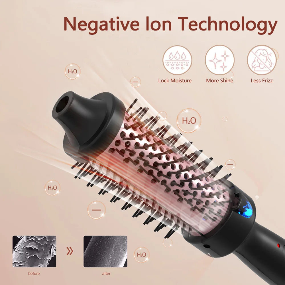1.5 Inch Thermal Brush Ionic Heated Round Brush Curling Iron Negative Ion Volumizing Hot Brush Ceramic Electric Hair Brushes.