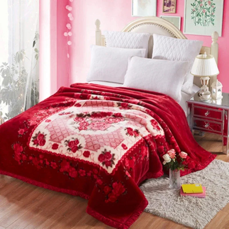 Blanket Double Thickened Raschel Winter Wedding Quilt Blanket Warm Coral Fleece Cashmere Blanket Double