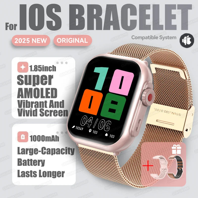 2025New For XIAOMI IOS Watch Ultra2 Smart Watches Women 1000mAh 1.85" AMOLED Full Touch Screen BT Call Ladies Fashion Smartwatch