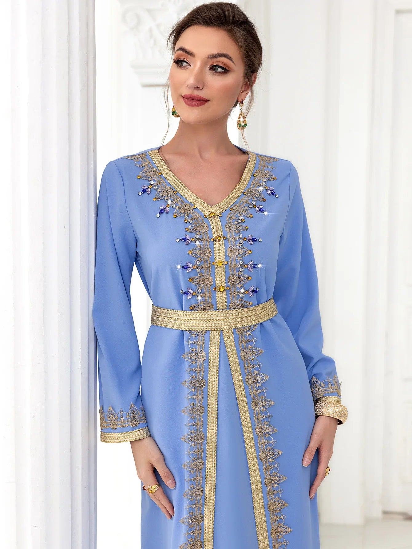 Schlanke Diamant Frauen Kleid türkische Bescheidenheit Robe elegante Mode langes Kleid arabische muslimische Kleid Abaya Langarm islamische Kleidung.