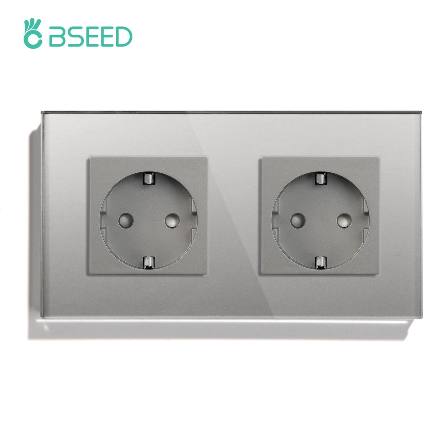 Bseed EU-Standard 1/2/3 Gang Licht-Touch-Schalter Home Wandschalter Graues Glas Sensorschalter Typ-C USB-Stromladebuchsen