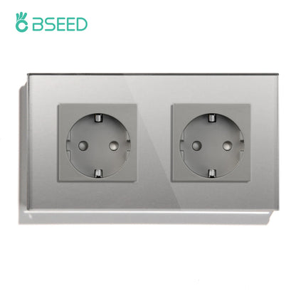Bseed EU-Standard 1/2/3 Gang Licht-Touch-Schalter Home Wandschalter Graues Glas Sensorschalter Typ-C USB-Stromladebuchsen