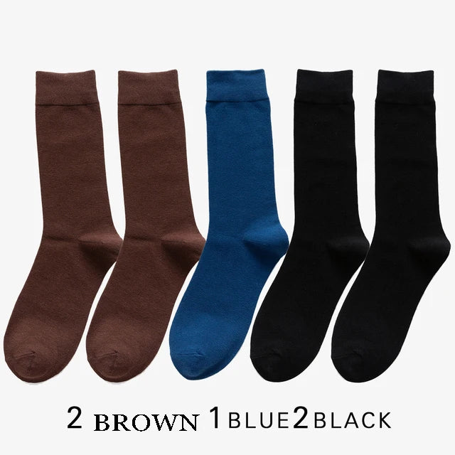 5Pairs New High Quality Business Casual Men Socks Black Men's Dress Long Socks Autumn Keep Warm Colorful Full Happy Socks Male