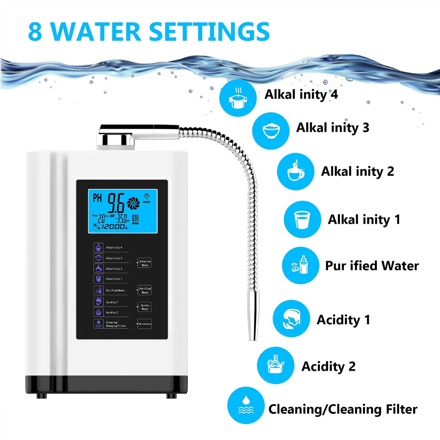 EHM-729 Hydrogen Rich Water Machine Electrolyzed Water Drinking Water Household Water Purifier Water Filter System.