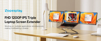 Dopesplay 14.1inch Laptops Screen Extender Triple Dual FHD 1200P IPS Portable Monitors For Windows Macbook Chrome 13.3-17.3 inch.