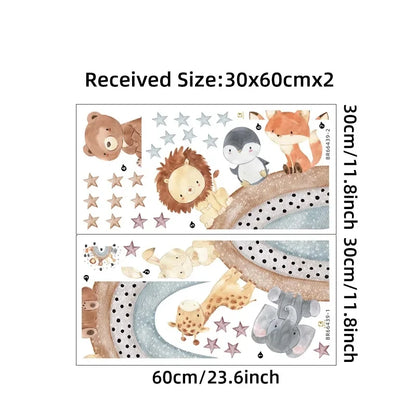 Cute Bear Moon Star Wall Stickers for Kids Rooms Girls Boys Baby Room Decoration Kawaii Cartoon Animal Nursery Wallpaper Vinyl