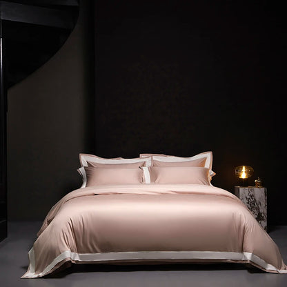 4Pcs Premium 1000TC Egyptian Cotton Solid Color Hotel Style Wide Edge Bedding Set Duvet Cover Bed Sheet/Fitted Sheet Pillowcases.