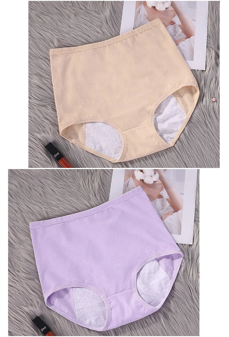 3pcs Girl Menstrual Panties Women's Physiological Briefs Ladies Period Leak Proof Panty High Waist Cotton Underwear.