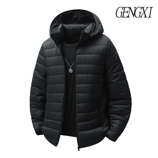 New Winter Fleece-Lined Thickened Cotton Coat Business-Casual Windproof Warm Lightweight Fashionable Hooded Jacket Sports Jacket.