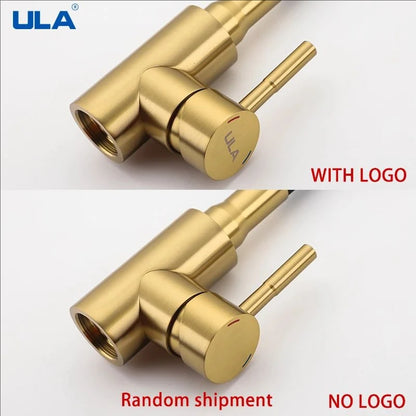 ULA Gold Kitchen Faucet Stainless Steel Flexible Spout Kitchen Sink Faucet Hot Cold Water Sink Mixer Tap 360 Degree Rotate Crane