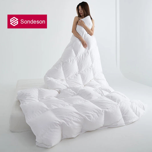Sondeson Luxury 100% Goose Down Duvet  Filler 3D Bread Quilt White Comforter Winter All Season Blankets 100% Cotton Shell 1PCS.