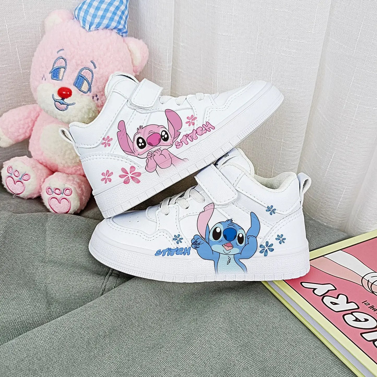 Disney kids cartoon Stitch princess cute Casual shoes non-slip soft bottom sports shoes for child gift.