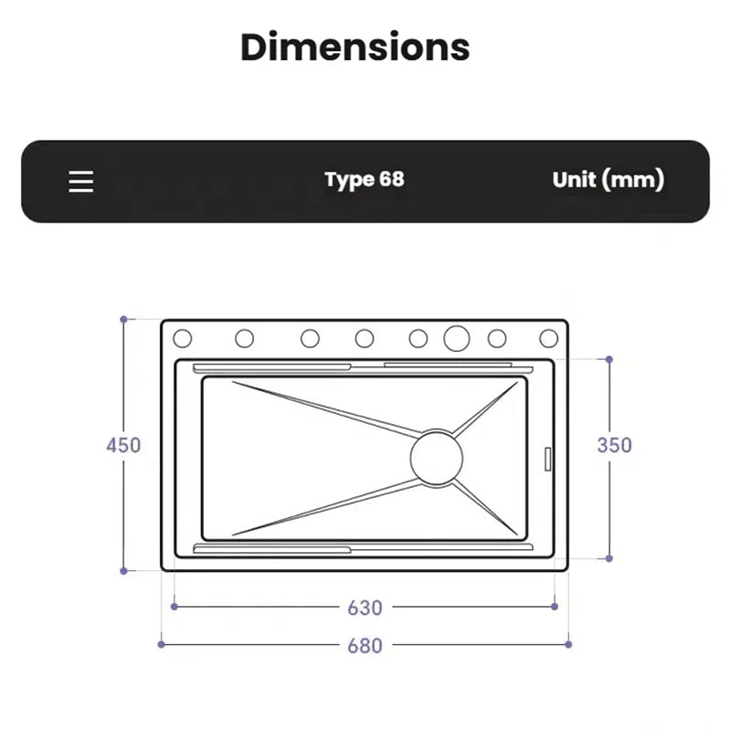 Intelligent Waterfall Stainless Steel Kitchen Sink MultiFunctional Digital Display Porous Large Single Slot Wash Dish Basin