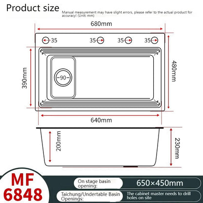 Stainless Steel Kitchen Sink Gray Household Large Single Slot Wash Vegetables and Dish Basin Multifunctional Dish Basin Sink