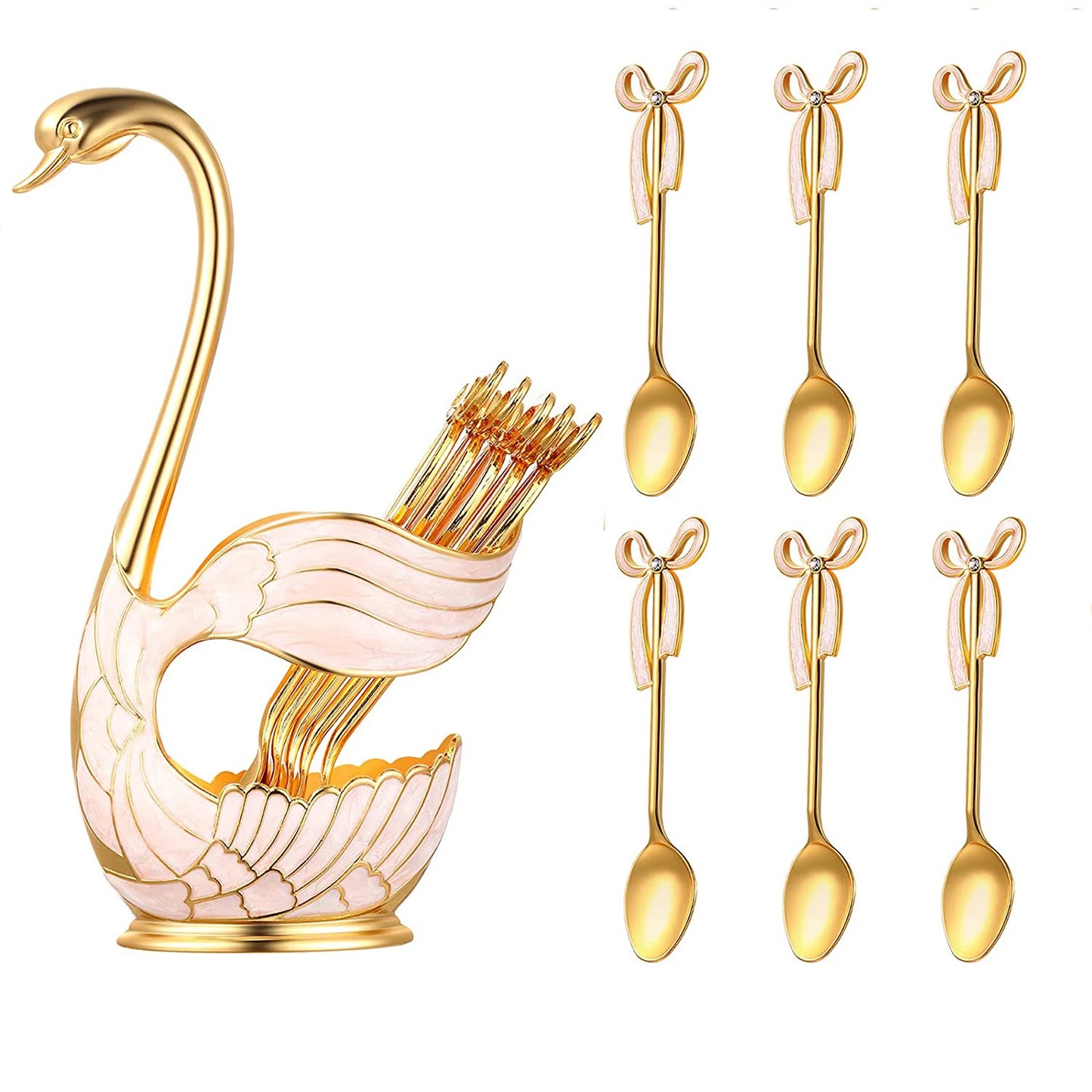 Swan-Shaped Cutlery Holder, Elegant Spoon and Fork Base, Luxury Tableware Storage, Stylish Kitchen Decor and Organizer for Home.