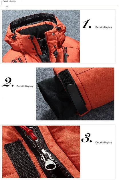 Men White Duck Down Parkas -20 Degree Winter Jacket Men's Thick Warm Snow Parkas Overcoat Windbreaker Hooded Parkas Coat Hombre.