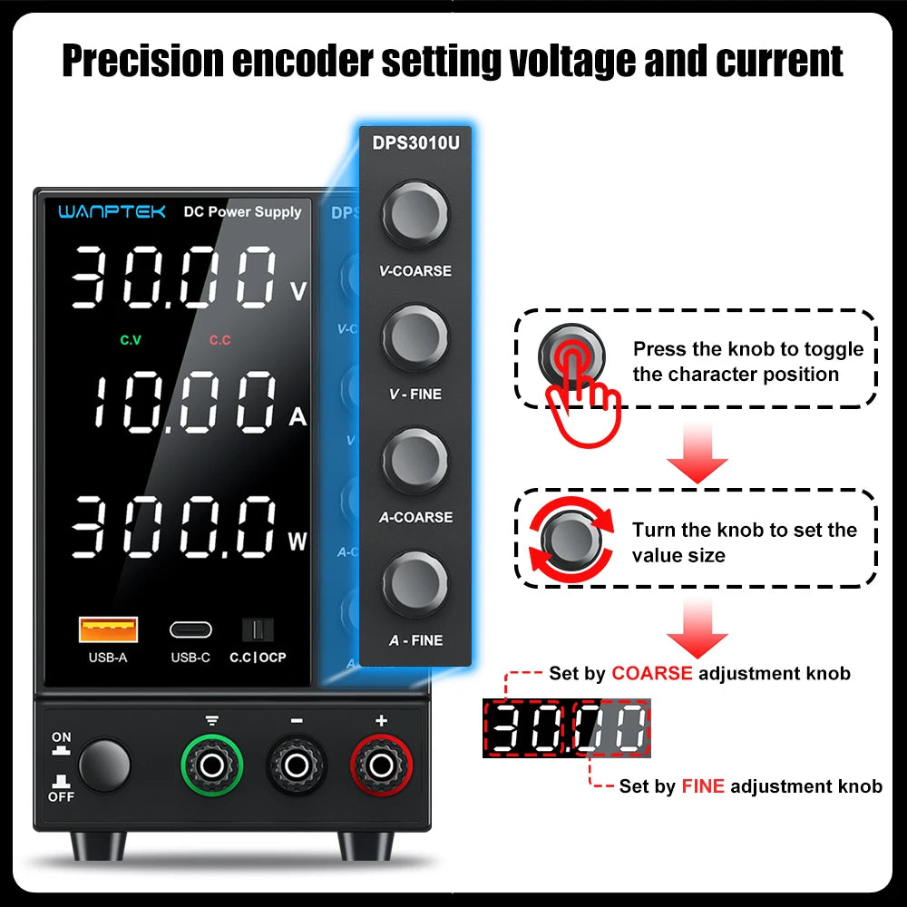 NANKADF DC laboratory power supply 30V 10A bench power supply encoder regulates voltage and current Dual input voltage 220V/110V.
