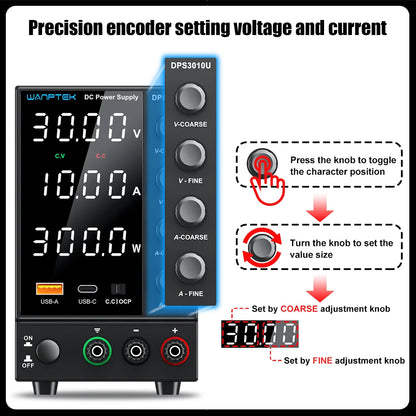 NANKADF DC laboratory power supply 30V 10A bench power supply encoder regulates voltage and current Dual input voltage 220V/110V.