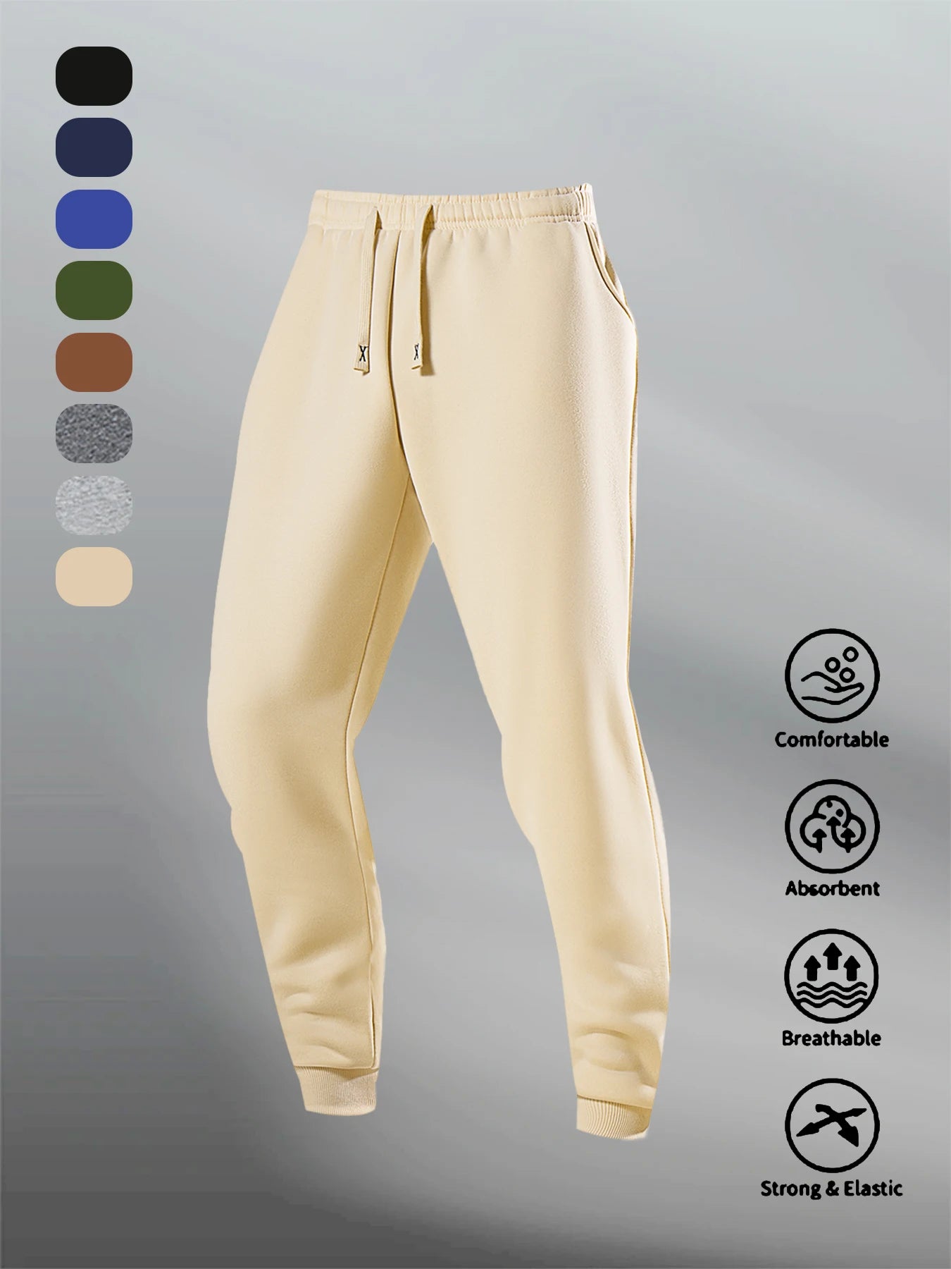 Men's Casual Sweatpants Autumn Winter Fleece Sports Pants Daily Unisex Fashion Trousers Solid Color Gym Workout Long Pants.